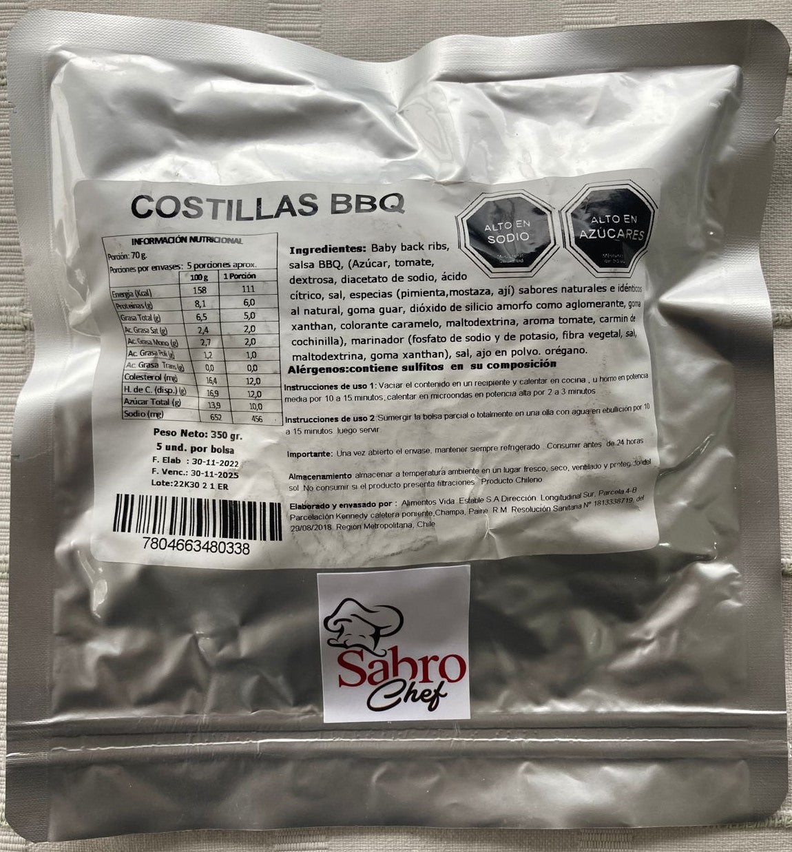 Costillas de Cerdo BBQ (Pouch 350 gr. 4 a 6 unid)