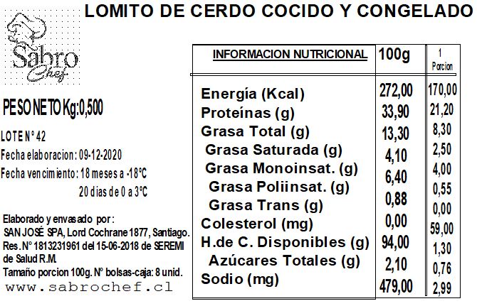 Lomito de cerdo laminado al jugo 900 gr (500 gr de lomitos+400 gr de jugo)